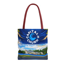 Load image into Gallery viewer, Capital H Church All-Over Print Tote Bag — Scenic Logo Church Tote