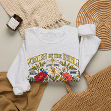 Load image into Gallery viewer, Women of the Bible Floral Crewneck Sweatshirt — Scriptural Names &amp; Botanical Illustration