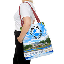 Load image into Gallery viewer, Capital Church Scenic Tote Bag — 'Real Faith. Real People. Real Impact.'