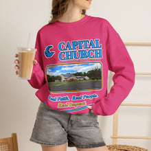 Load image into Gallery viewer, Capital Church Crewneck Sweatshirt — 'Real Faith. Real People. Real Impact.'