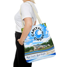 Load image into Gallery viewer, Capital Church Scenic Tote Bag — 'Real Faith. Real People. Real Impact.'