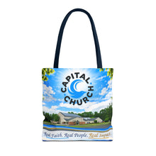 Load image into Gallery viewer, Capital Church Scenic Tote Bag — 'Real Faith. Real People. Real Impact.'