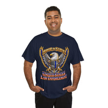 Load image into Gallery viewer, United States Law Enforcement Honoring Service Eagle 2 sides T-Shirt