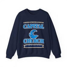 Load image into Gallery viewer, Capital Church Crewneck Sweatshirt — Blue Dove Logo Christian Ministry Pullover