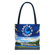Load image into Gallery viewer, Capital H Church All-Over Print Tote Bag — Scenic Logo Church Tote