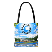 Load image into Gallery viewer, Capital Church Scenic Tote Bag — 'Real Faith. Real People. Real Impact.'