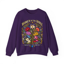 Load image into Gallery viewer, Women of the Bible Floral Crewneck Sweatshirt — Scriptural Names &amp; Botanical Illustration
