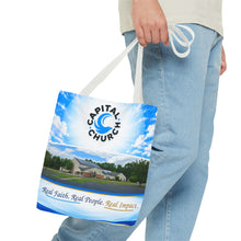 Load image into Gallery viewer, Capital Church Scenic Tote Bag — 'Real Faith. Real People. Real Impact.'