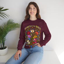 Load image into Gallery viewer, Women of the Bible Floral Crewneck Sweatshirt — Scriptural Names &amp; Botanical Illustration