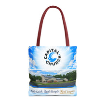 Load image into Gallery viewer, Capital Church Scenic Tote Bag — 'Real Faith. Real People. Real Impact.'