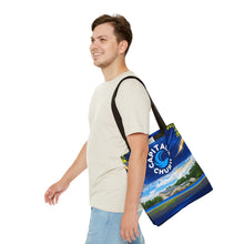 Load image into Gallery viewer, Capital H Church All-Over Print Tote Bag — Scenic Logo Church Tote