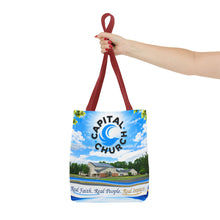Load image into Gallery viewer, Capital Church Scenic Tote Bag — 'Real Faith. Real People. Real Impact.'