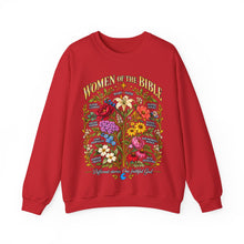 Load image into Gallery viewer, Women of the Bible Floral Crewneck Sweatshirt — Scriptural Names &amp; Botanical Illustration