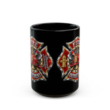 Load image into Gallery viewer, Fire Department Maltese Cross Black Mug