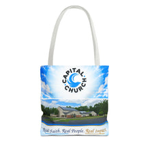 Load image into Gallery viewer, Capital Church Scenic Tote Bag — 'Real Faith. Real People. Real Impact.'