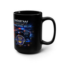 Load image into Gallery viewer, Brew with the Hamilton Blue 15oz Black Coffee Mug — Police Tribute