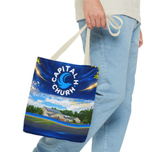 Load image into Gallery viewer, Capital H Church All-Over Print Tote Bag — Scenic Logo Church Tote