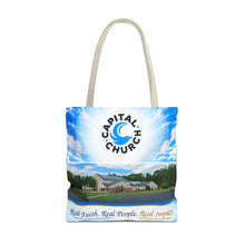 Load image into Gallery viewer, Capital Church Scenic Tote Bag — 'Real Faith. Real People. Real Impact.'