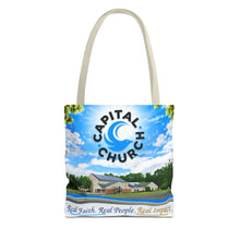 Load image into Gallery viewer, Capital Church Scenic Tote Bag — 'Real Faith. Real People. Real Impact.'