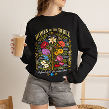 Load image into Gallery viewer, Women's Bible Floral Crewneck Sweatshirt — "Women of the Bible" Vintage Botanical Design