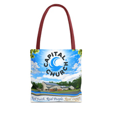 Load image into Gallery viewer, Capital Church Scenic Tote Bag — 'Real Faith. Real People. Real Impact.'