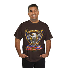 Load image into Gallery viewer, United States Law Enforcement Honoring Service Eagle 2 sides T-Shirt
