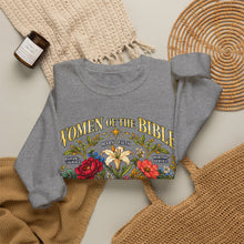 Load image into Gallery viewer, Women of the Bible Floral Crewneck Sweatshirt — Scriptural Names &amp; Botanical Illustration