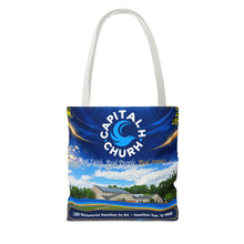 Load image into Gallery viewer, Capital H Church All-Over Print Tote Bag — Scenic Logo Church Tote