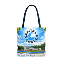 Load image into Gallery viewer, Capital Church Scenic Tote Bag — 'Real Faith. Real People. Real Impact.'