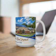 Load image into Gallery viewer, Church Photo 15oz Coffee Mug — "Real Faith. Real People. Real Impact."