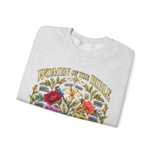 Load image into Gallery viewer, Women of the Bible Floral Crewneck Sweatshirt — Scriptural Names &amp; Botanical Illustration