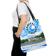 Load image into Gallery viewer, Capital Church Scenic Tote Bag — 'Real Faith. Real People. Real Impact.'