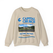Load image into Gallery viewer, Capital Church Crewneck Sweatshirt — 'Real Faith. Real People. Real Impact.'