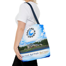 Load image into Gallery viewer, Capital Church Scenic Tote Bag — 'Real Faith. Real People. Real Impact.'
