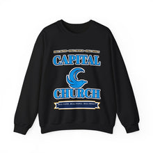 Load image into Gallery viewer, Capital Church Crewneck Sweatshirt — Blue Dove Logo Christian Ministry Pullover