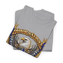 Load image into Gallery viewer, United States Law Enforcement Honoring Service Eagle 2 sides T-Shirt