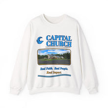Load image into Gallery viewer, Capital Church Crewneck Sweatshirt — 'Real Faith. Real People. Real Impact.'