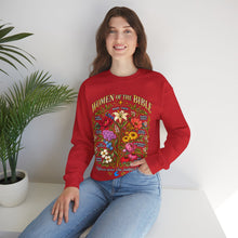 Load image into Gallery viewer, Women of the Bible Floral Crewneck Sweatshirt — Scriptural Names &amp; Botanical Illustration