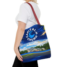 Load image into Gallery viewer, Capital H Church All-Over Print Tote Bag — Scenic Logo Church Tote