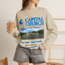 Load image into Gallery viewer, Capital Church Crewneck Sweatshirt — 'Real Faith. Real People. Real Impact.'