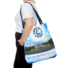Load image into Gallery viewer, Capital Church Scenic Tote Bag — 'Real Faith. Real People. Real Impact.'
