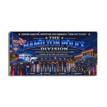 Load image into Gallery viewer, Hamilton Police Division Memorial Vinyl Banner — Patriotic Police Department Tribute