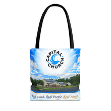Load image into Gallery viewer, Capital Church Scenic Tote Bag — 'Real Faith. Real People. Real Impact.'