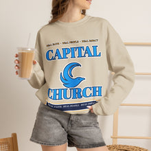 Load image into Gallery viewer, Capital Church Crewneck Sweatshirt — Blue Dove Logo Christian Ministry Pullover