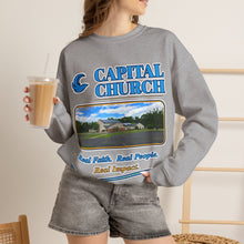 Load image into Gallery viewer, Capital Church Crewneck Sweatshirt — 'Real Faith. Real People. Real Impact.'