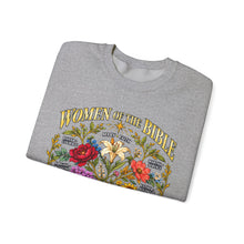Load image into Gallery viewer, Women of the Bible Floral Crewneck Sweatshirt — Scriptural Names &amp; Botanical Illustration