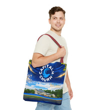 Load image into Gallery viewer, Capital H Church All-Over Print Tote Bag — Scenic Logo Church Tote