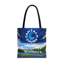 Load image into Gallery viewer, Capital H Church All-Over Print Tote Bag — Scenic Logo Church Tote