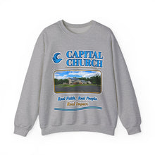 Load image into Gallery viewer, Capital Church Crewneck Sweatshirt — 'Real Faith. Real People. Real Impact.'