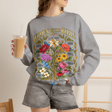 Load image into Gallery viewer, Women of the Bible Floral Crewneck Sweatshirt — Scriptural Names &amp; Botanical Illustration